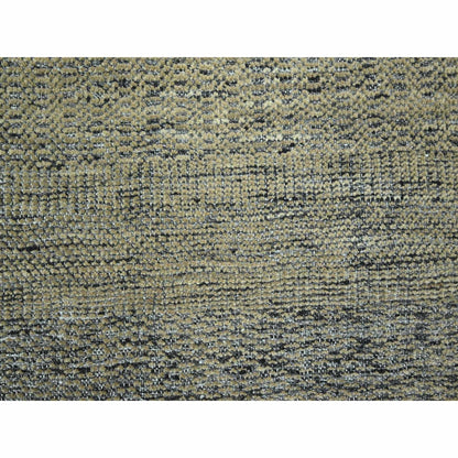 10'X14' Brown & Black Oxidized Grass Design Pure Wool Hand Knotted Rug