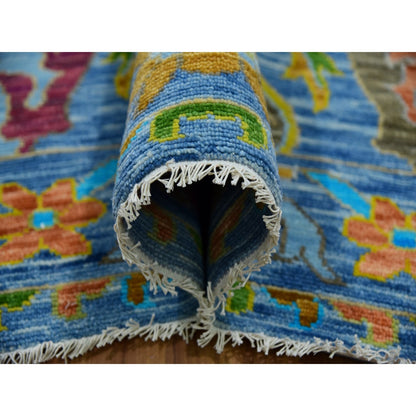 12'3"X15' Blue 100% Wool Colorful Oushak Weave Hand Knotted Oversized Rug