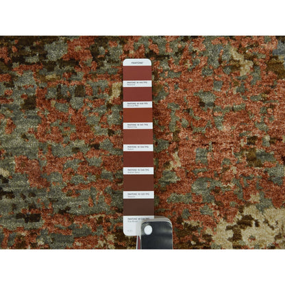 Burnt amber abstract design soft wool hand knotted rug oversized