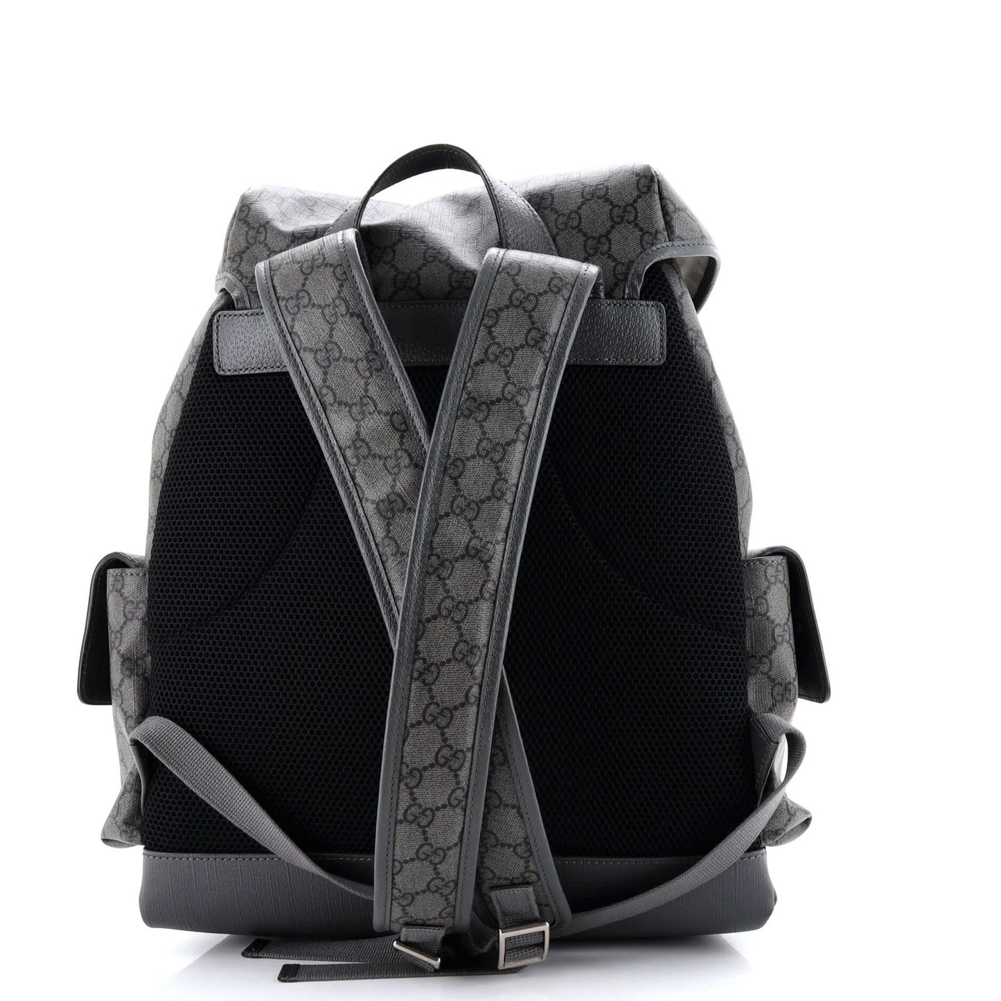 Gucci Double Pocket Buckle Backpack Printed Gg Coated Canvas Large