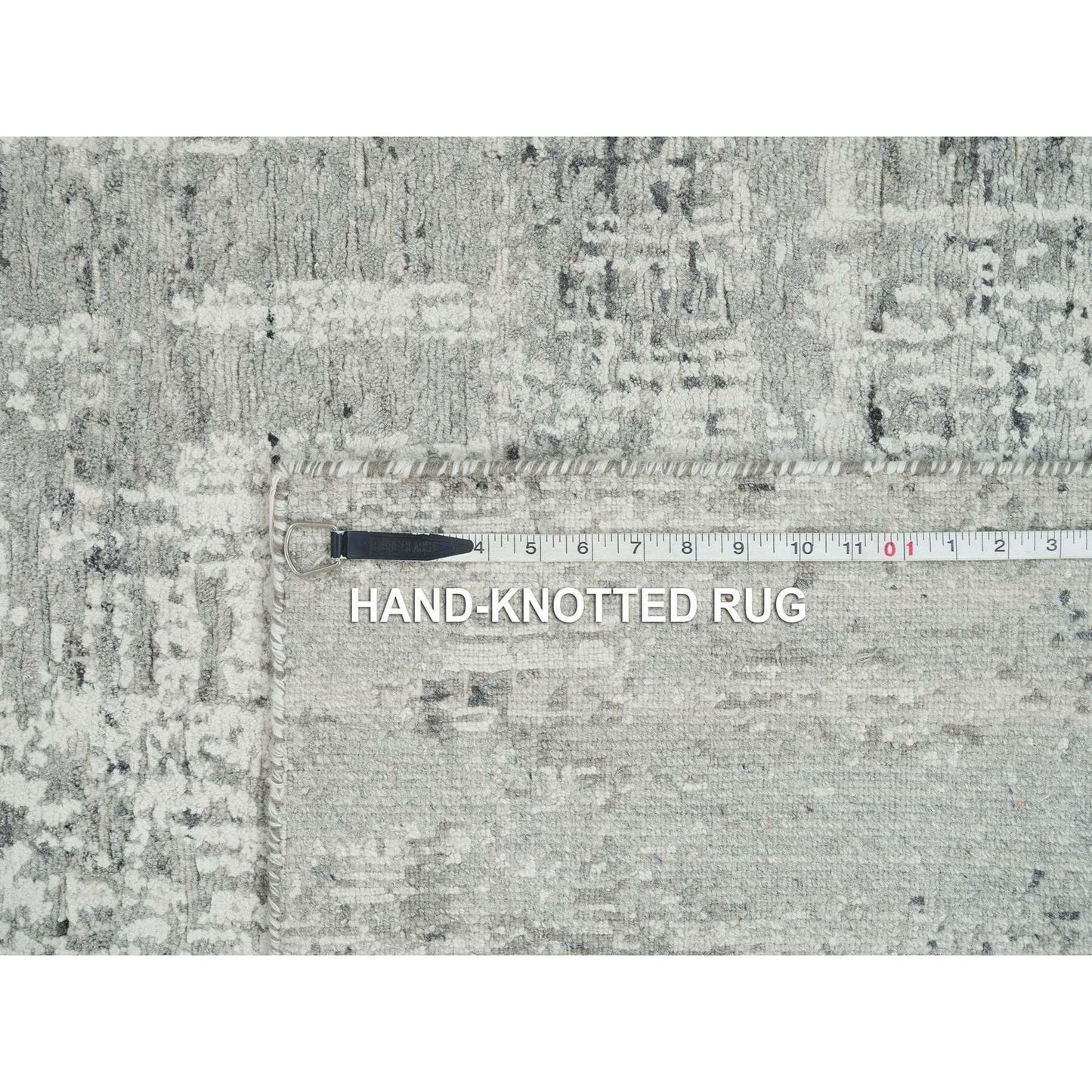 Modern Hand Knotted Light Gray Square Oriental 6'2" Design Rug