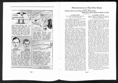 1939 Iowa Vs Notre Dame Vintage College Football