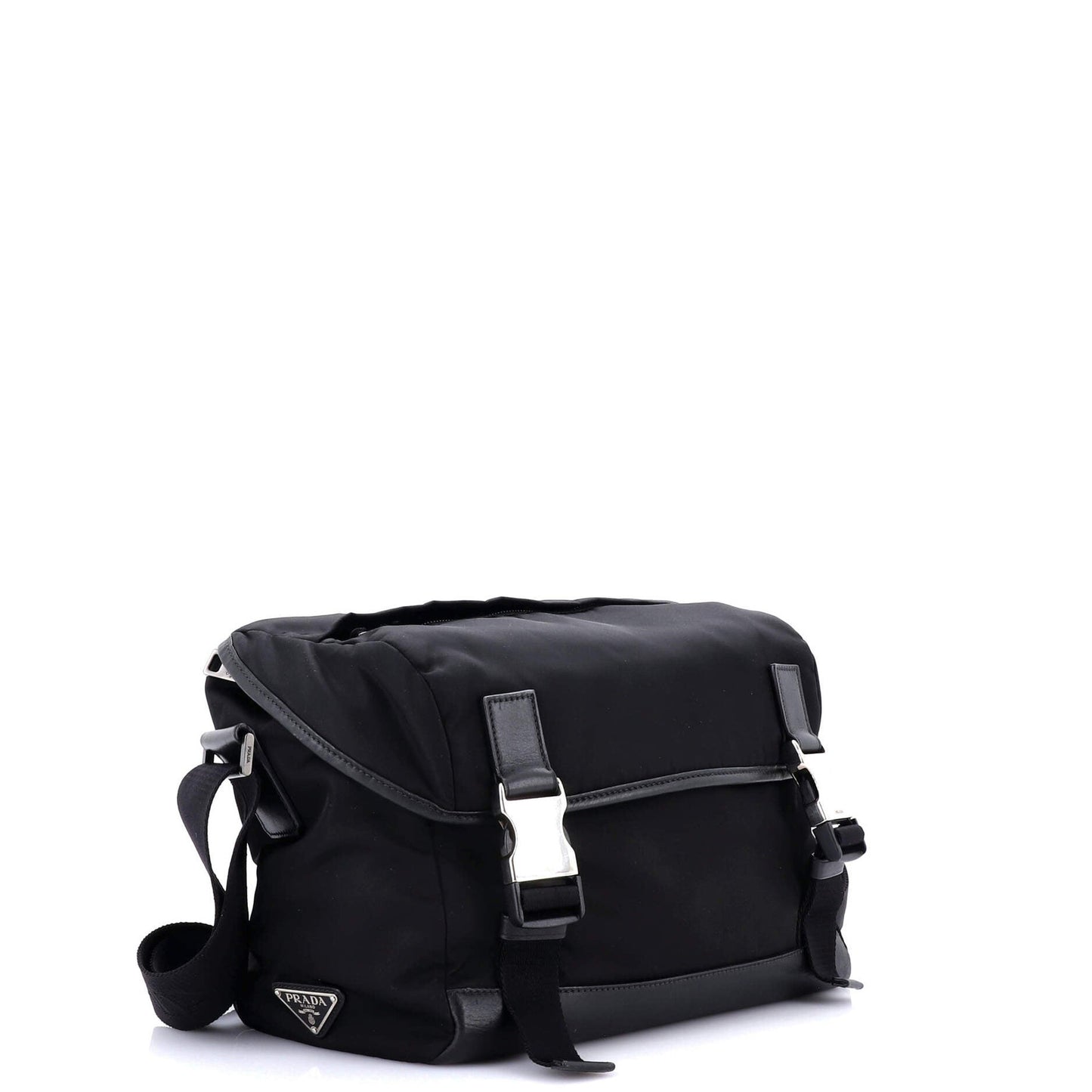 Prada Double Buckle Flap Messenger Bag Tessuto Large