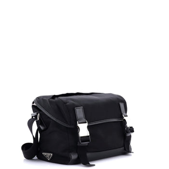 Prada Double Buckle Flap Messenger Bag Tessuto Large