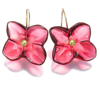 Baccarat Earrings Hortensia Crystal Glass Flower