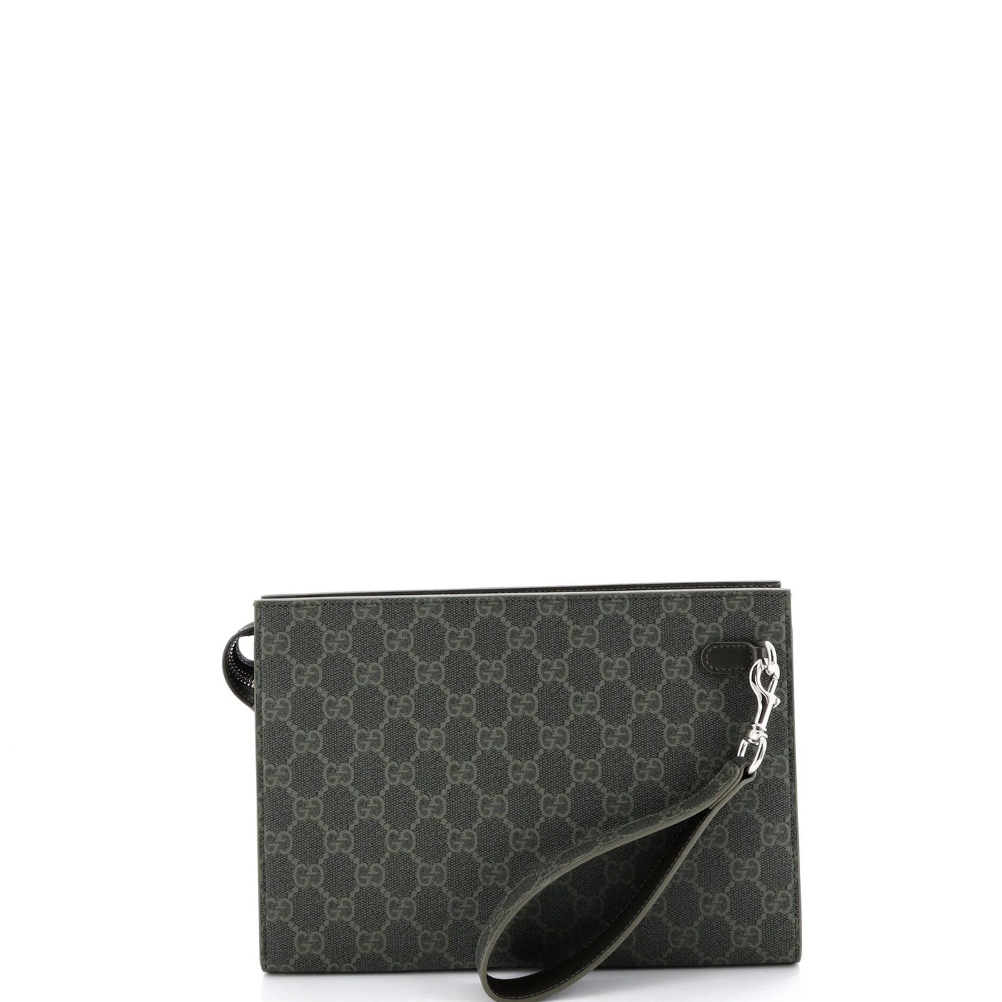 Gucci Wristlet Pouch Bicolor Gg Coated Canvas And Leather Small