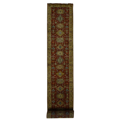 2'7"X19'10" Brick Red Hand Knotted Xl Runner Karjihooz Design Wool Rug