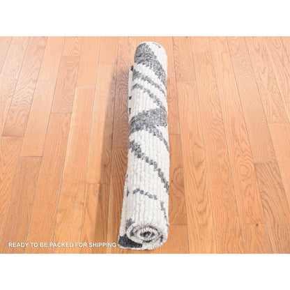 3'X3' Black Tone On Tone Modern Design Wool Hand Knotted Rug