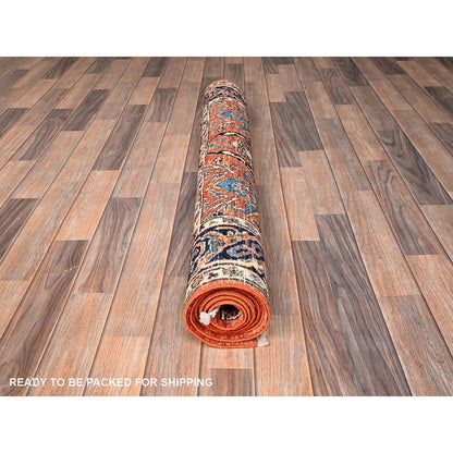 4'X6'7" Rust Orange Bijar Garus Design High Mountain Wool Hand Knotted Rug