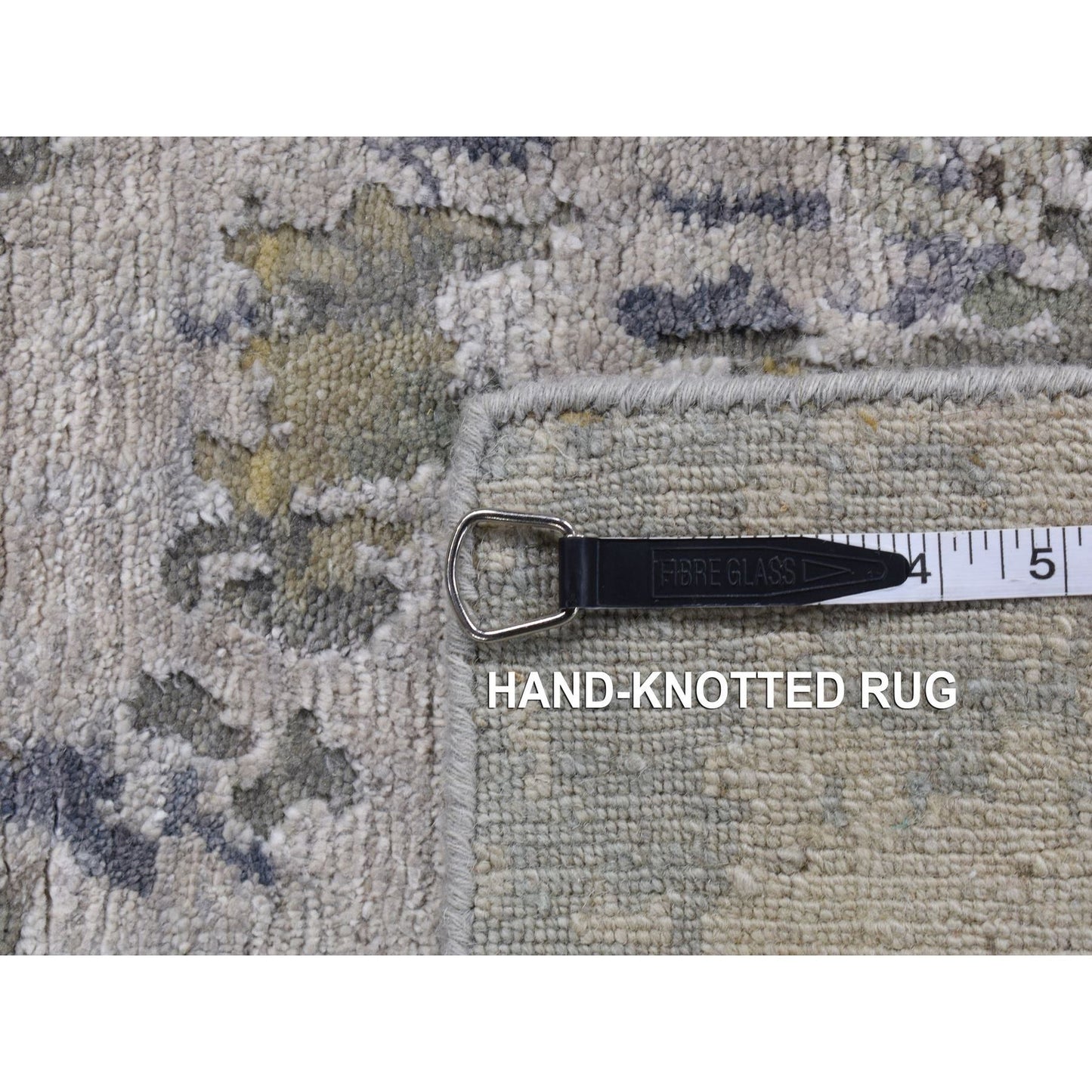 3'X5' Battleship Gray Abstract Design Wool And Silk Hand Knotted Rug