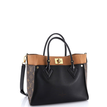 Louis Vuitton On My Side Tote Leather With Monogram Canvas Mm