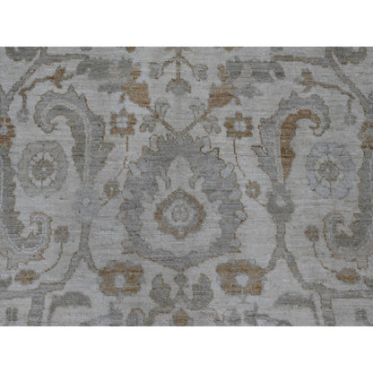 9'X11' White Heris All Over Design Hand Knotted Aryana Grade All Wool Rug