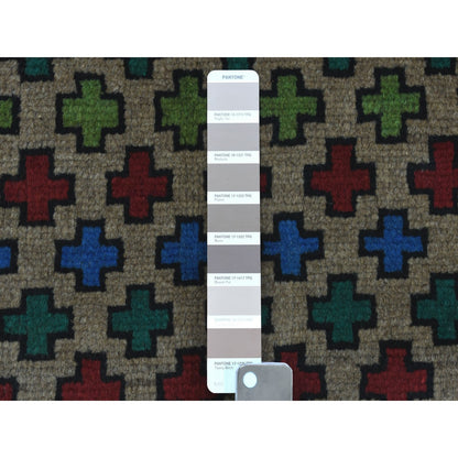 3'4"X4'9" Hand Made All Over Design Pure Wool Colorful Afghan Tribal Rug