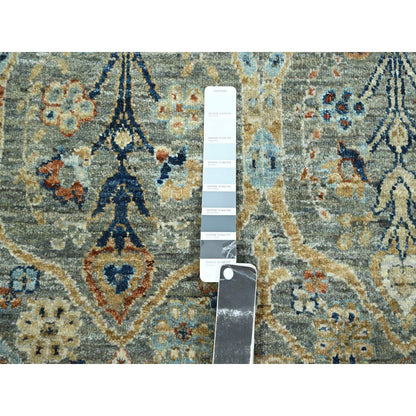 8'X9'10" Gray Zoroastrian Garden Pattern Hand Knotted Pure Wool Rug
