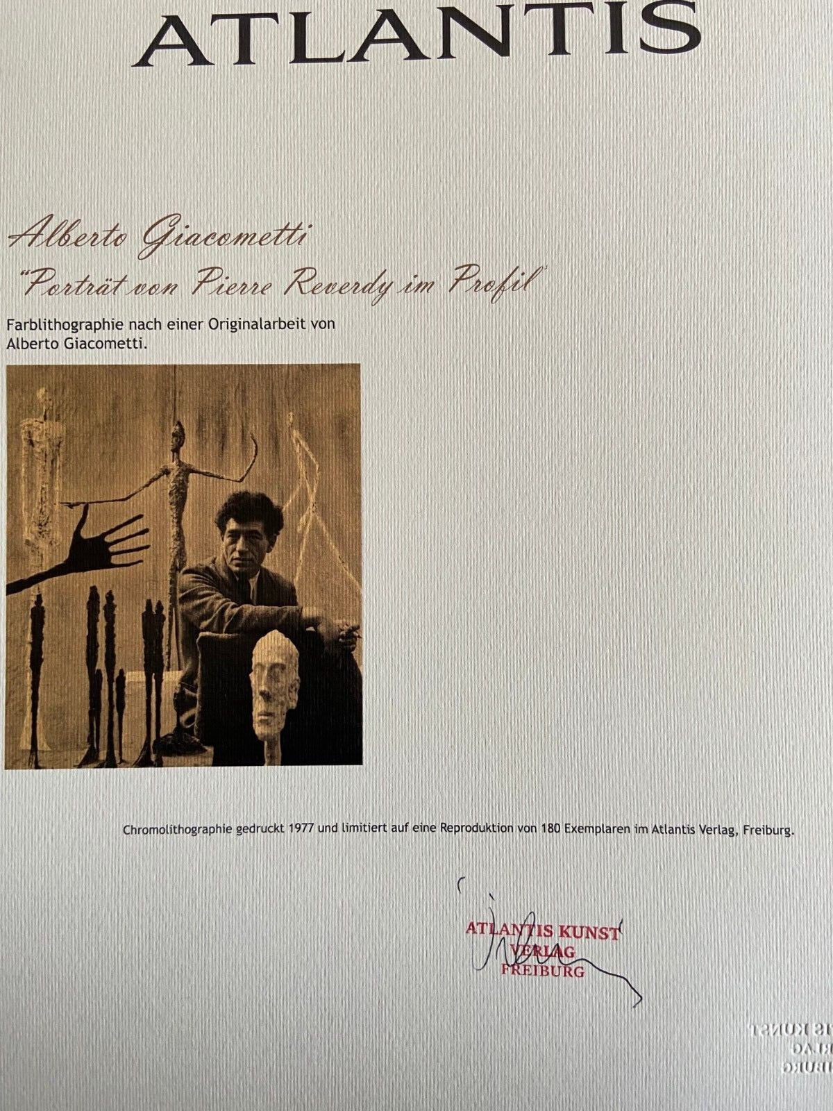 Alberto Giacometti Lithograph Coa Signed Stamped Numbered 180 Ex