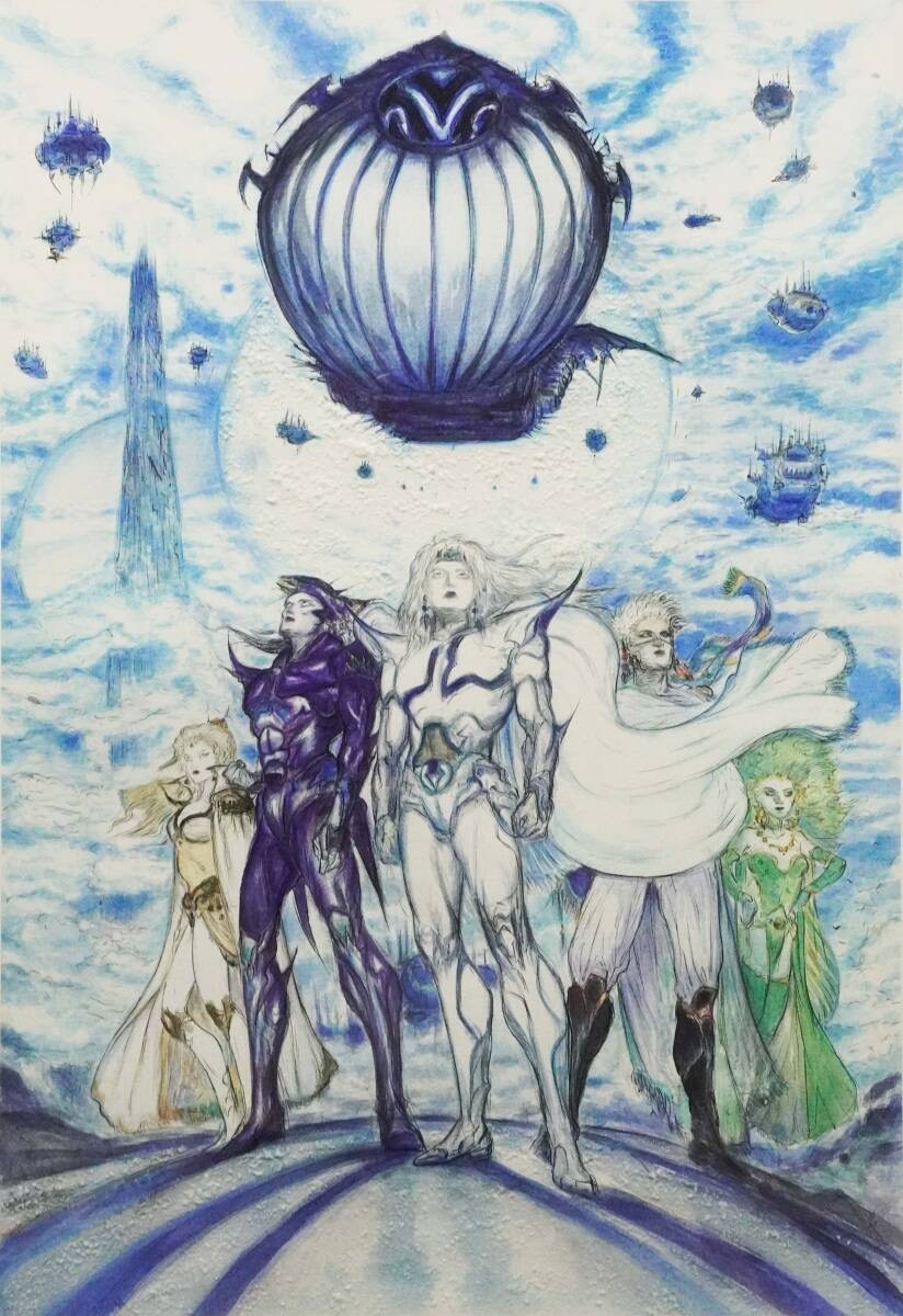 Mixed media framed fantasy art by Yoshitaka Amano prelude signed 16/ 300.