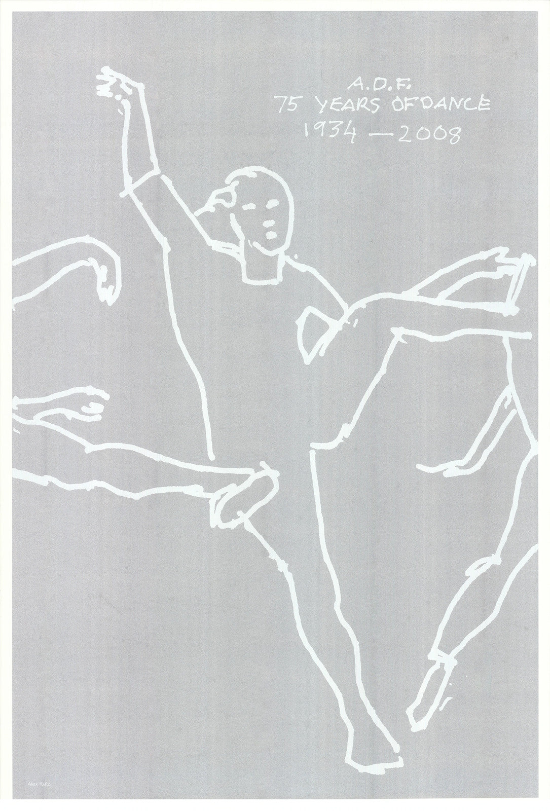 Alex Katz 75 Years Of American Dance " Serigraph Pop Art Gray, Wh