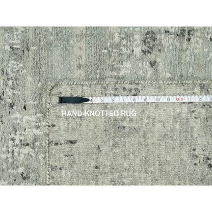 2'6"X31'8" Gray Hand Knotted Hand Spun Undyed Wool Xl Runner Modern Rug