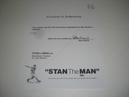 Stan Musial Cardinals Musial/Coa Signed Official