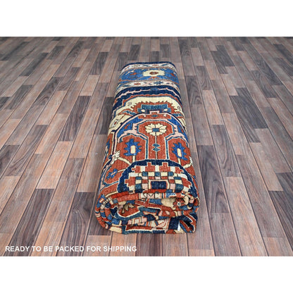9'2"X11'8" Blue Hand Knotted Afghan Peshawar Seerape Heris Oriental Rug