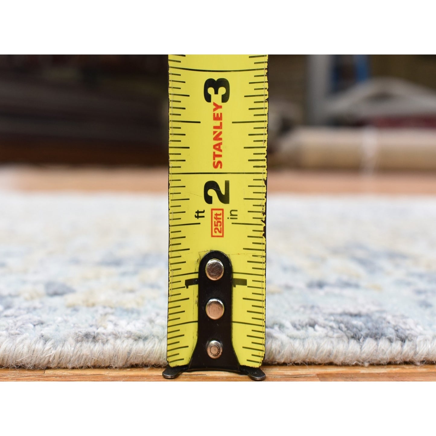 2'6"X11'10" Gray Pure Wool Modern Abstract Design Hand Knotted Runner Rug