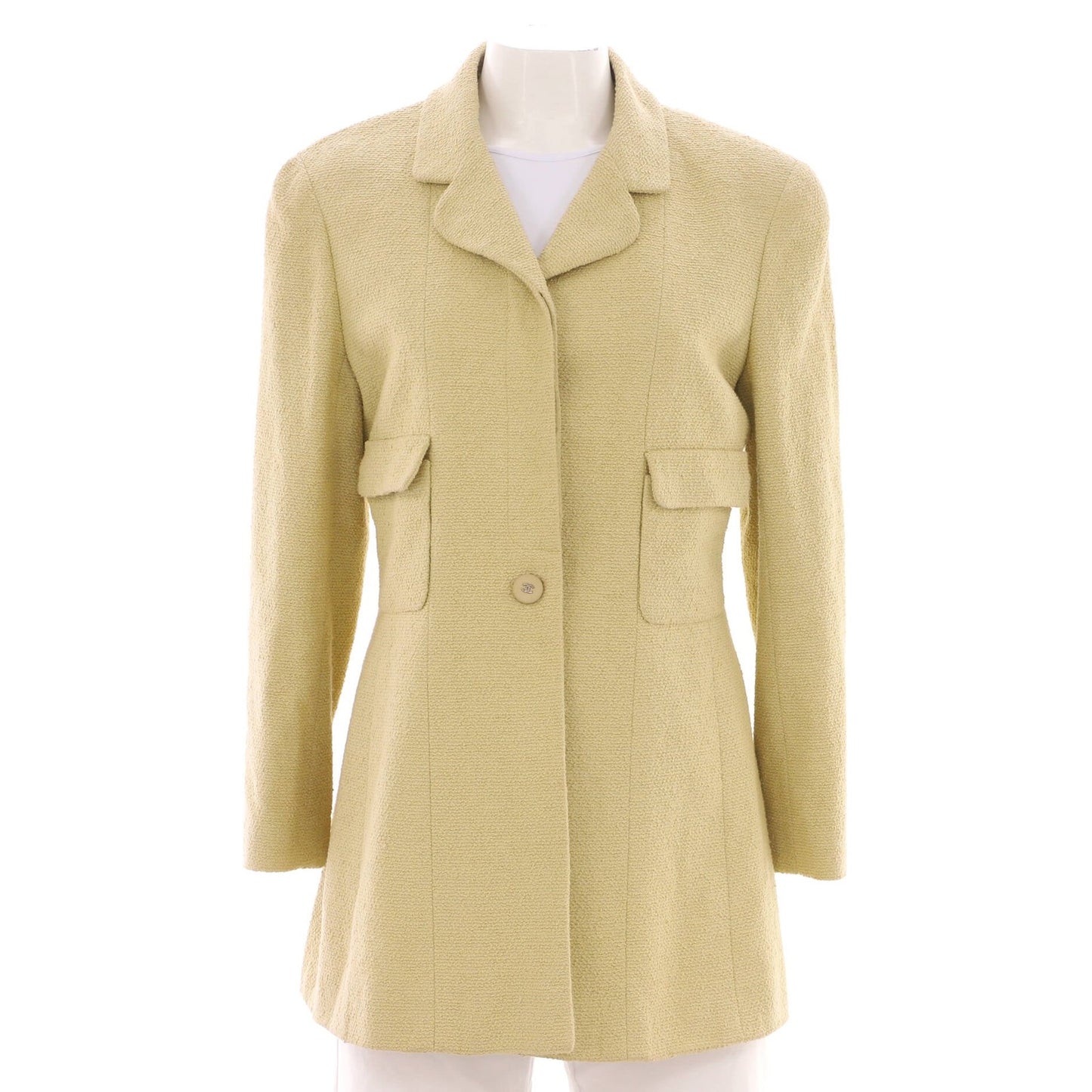 Chanel Women'S Vintage Two Pocket Long Jacket Tweed