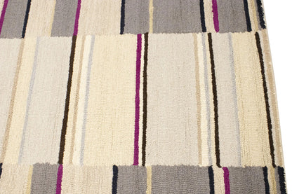 Contemporary Multicolored Stripes 5X8 Hand-Tufted