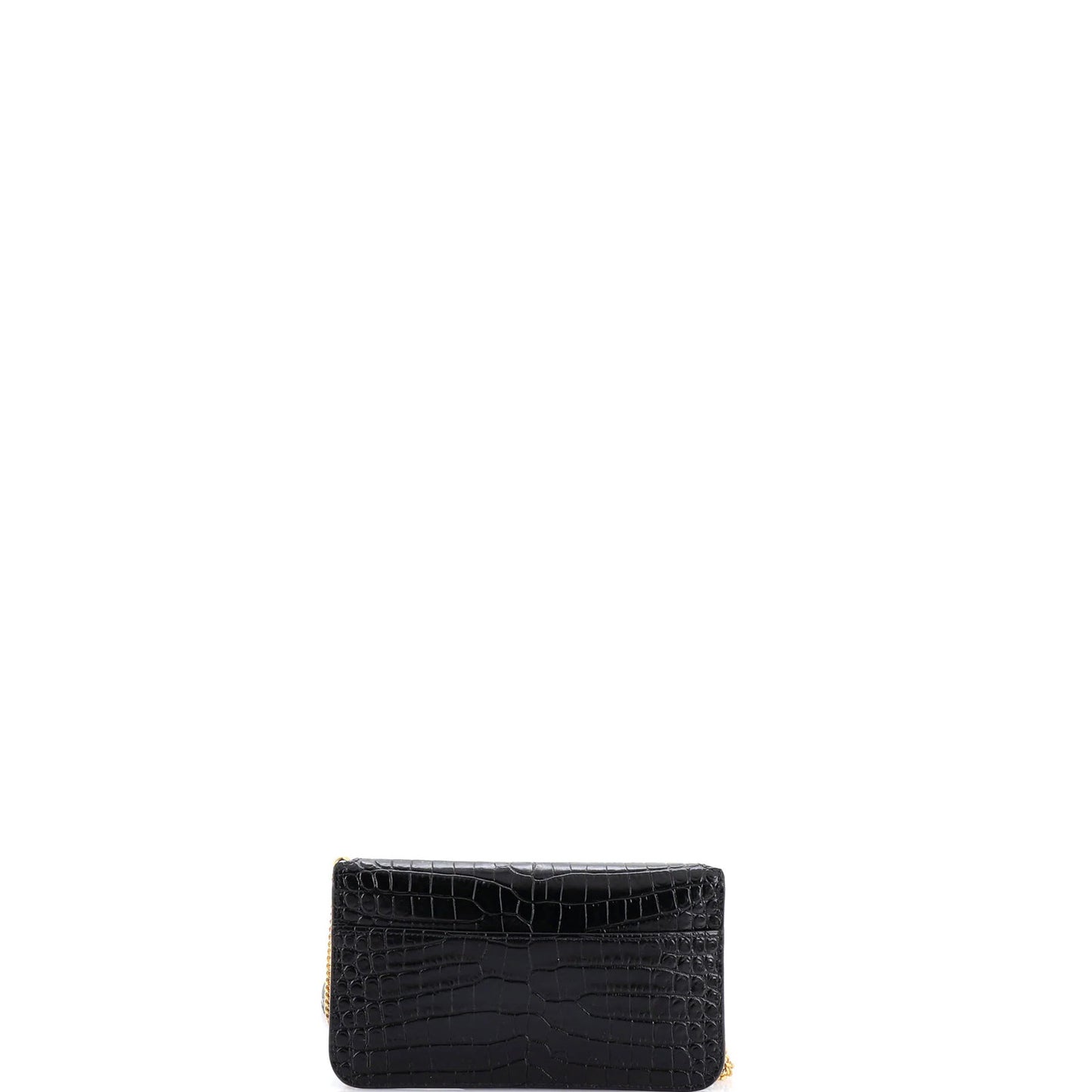 Saint Laurent Classic Monogram Phone Holder Shoulder Bag Crocodile Embossed