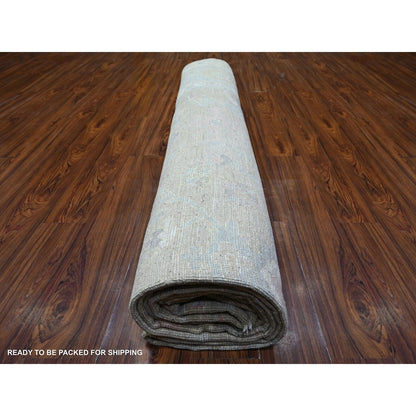 11'10"X14'10" Mineral Gray Wool Hand Knotted Angora Oushak Oversized Rug