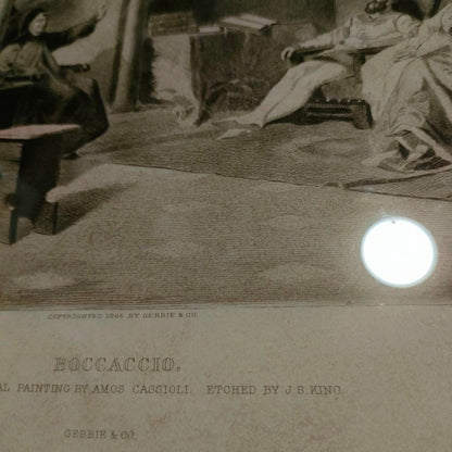 Antique 1886 Etching Boccaccio After Amos Cassioli By J.S. King  Gebbie & Co.