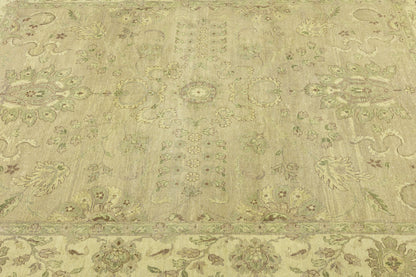 Hand-Knotted Wool Oriental Rug Large Distressed