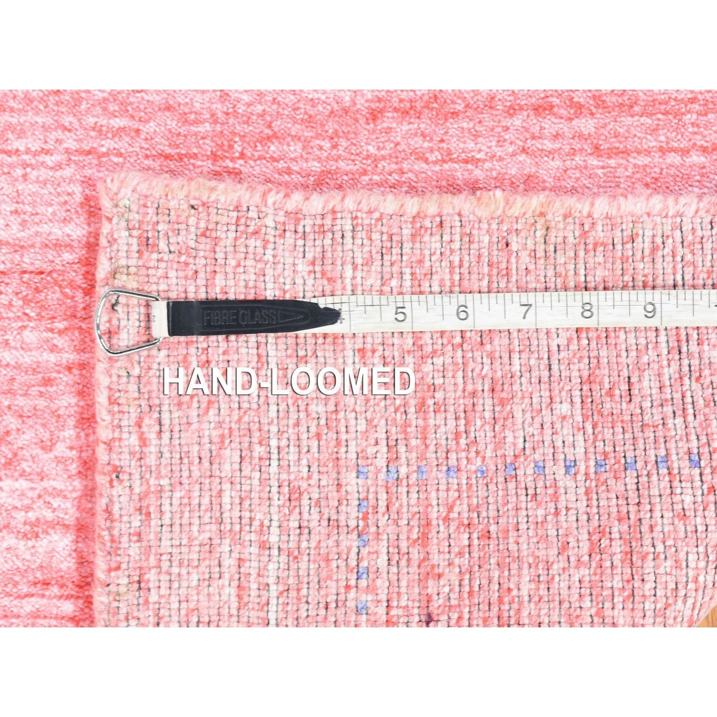 2'6"X17'9" Soft Pink Modern Wool And Silk Hand Loomed Xl Runner Rug
