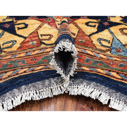 10'1"X13'3" Navy Blue Afghan Ersari Geometric Design Handknotted Wool Rug