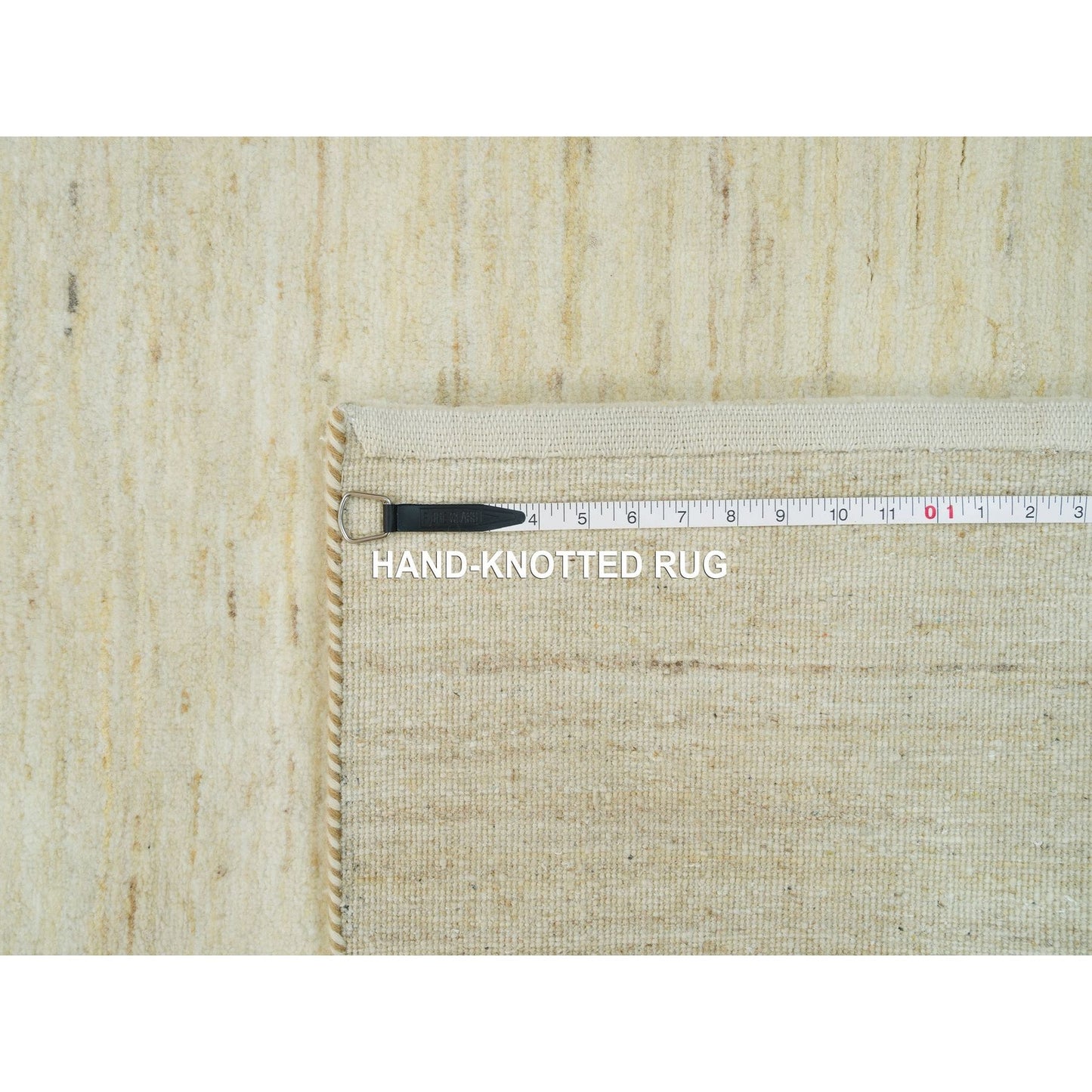 4'1"X10' White Plain Design Wool Hand Knotted Plush Wide Runner Rug