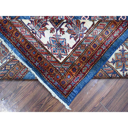 8'X10' Atlantic Blue Super Kazak Tribal Medallions Wool Hand Knotted Rug