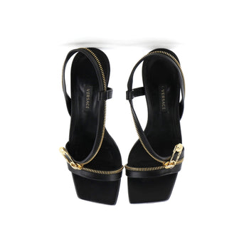 Versace Women'S Safety Pin Zipper Slingback Sandals Leather