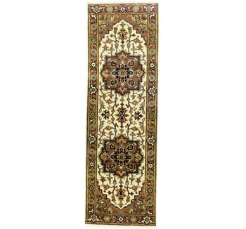 Heriz Serapi Oriental Runner Rug Geometric Design