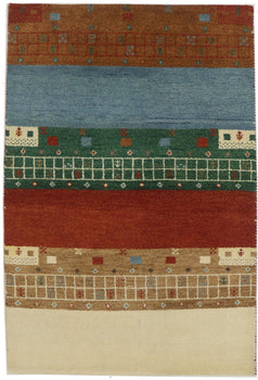 ft Handmade Striped Modern Indo-Gabbeh Wool Oriental Rug Home Decor Carpet 4X6