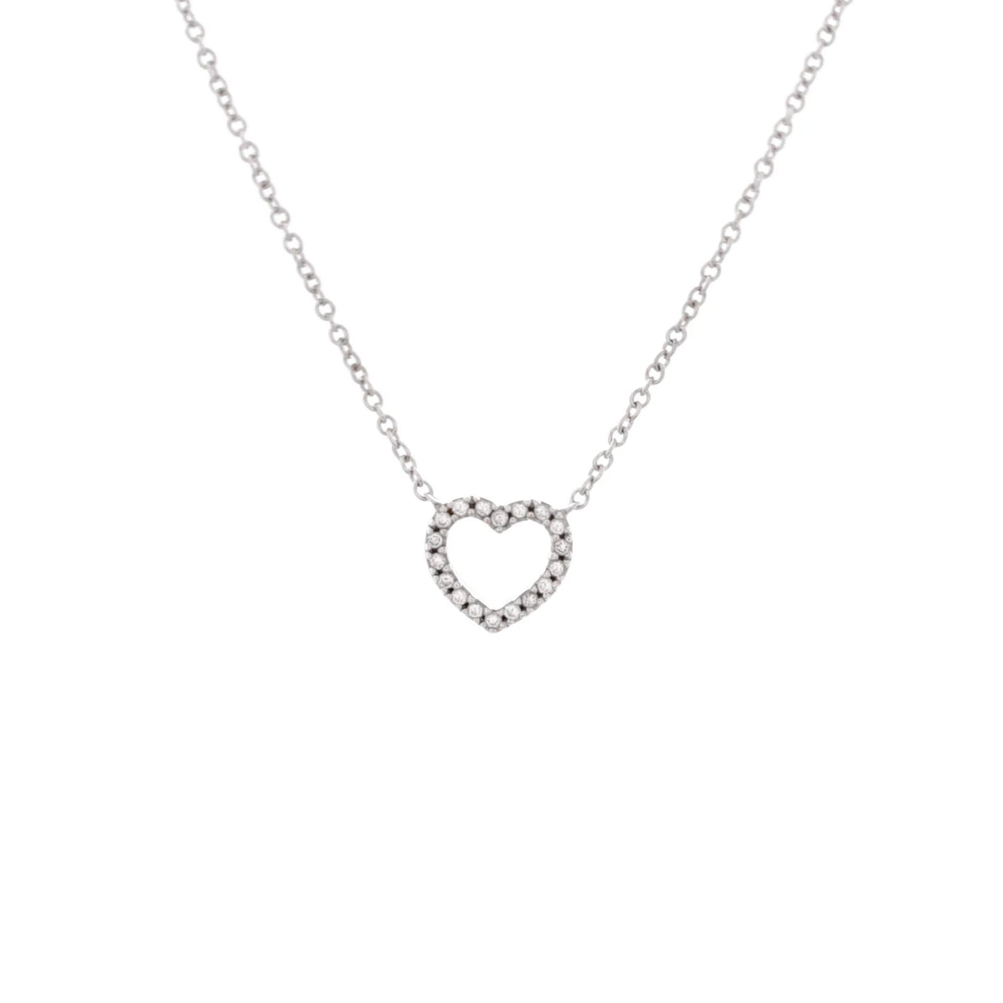 Tiffany & Co. Metro Open Heart Pendant Necklace 18K White Gold And Diamonds Mini