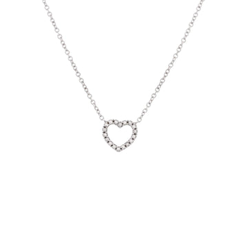 Tiffany & Co. Metro Open Heart Pendant Necklace 18K White Gold And Diamonds Mini