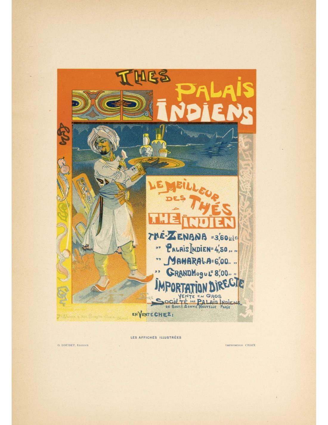 Original Vintage Poster Thes Palais Indien For Affiches Illustrees 1896