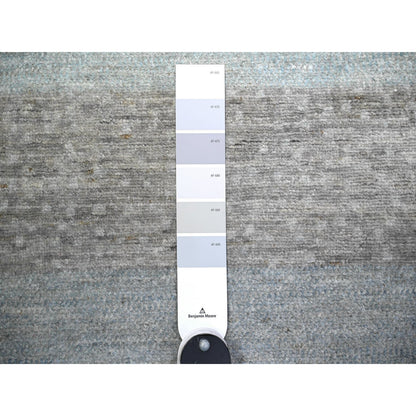 2'8"X9'5" Gray Fine Kashkuli Gabbeh Soft Wool Hand Knotted Rug