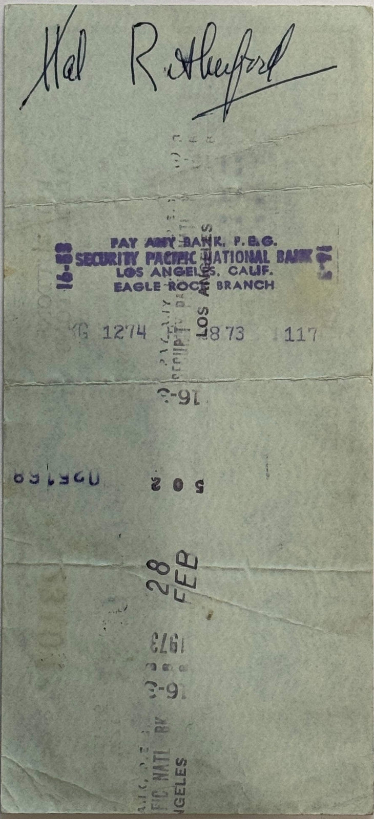 Red Buttons American Actor & Comedian Signed Personal Check February 1973