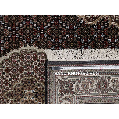 4'9"X6'9" Black Tebraz Mahi Fish Medallion Design Wool Hand Knotted Rug