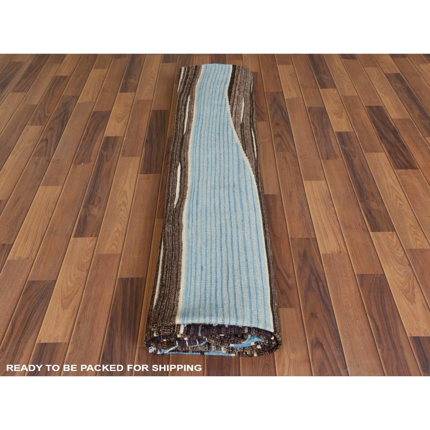 10'5"x14' Wool Flat Weave Brown Mountain Design Kilim Hand Woven Rug
