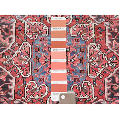 8'10"X11'10" Blush Red Vintage Zoroastrian Heris All Wool Hand Knotted Rug
