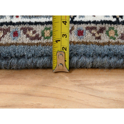 2'5"X23' Gray Wool Hand Knotted Tebraz Mahi Runner Oriental Rug