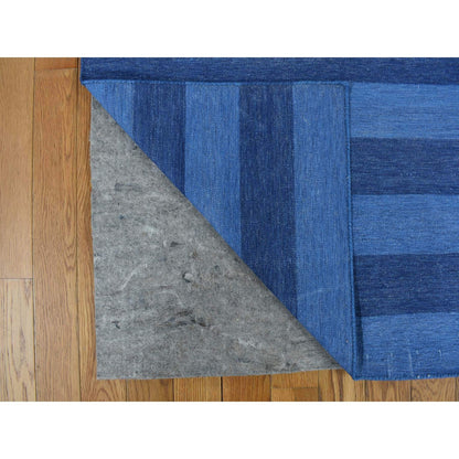 6'X9'3" Blue Pure Cotton Durie Kilim Flat Weave Hand Woven Reversible Rug