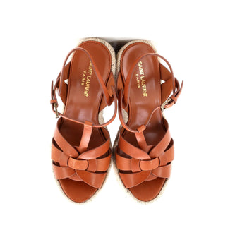 Saint Laurent Women'S Tribute Wedge Espadrille Sandals Leather