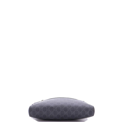 Gucci Web Strap Front Zip Messenger Bag Gg Coated Canvas Medium